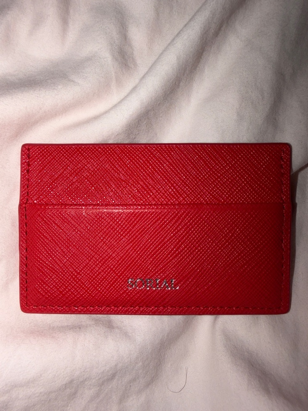 Sorial Red Textured Leather Card Sleeve